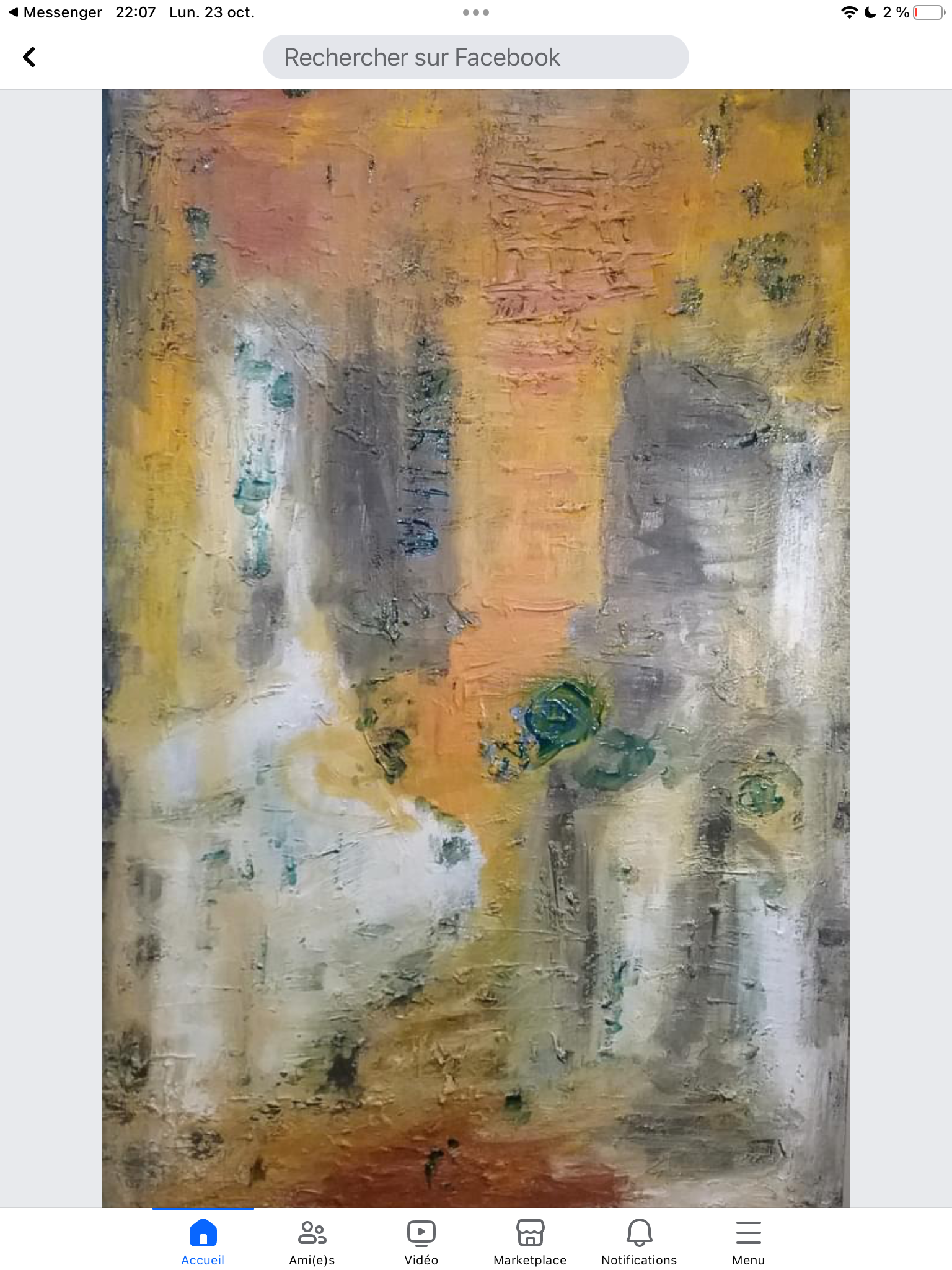 Abstrait lueur orange Toile abstraite de l’artiste Pauline Deslauriers