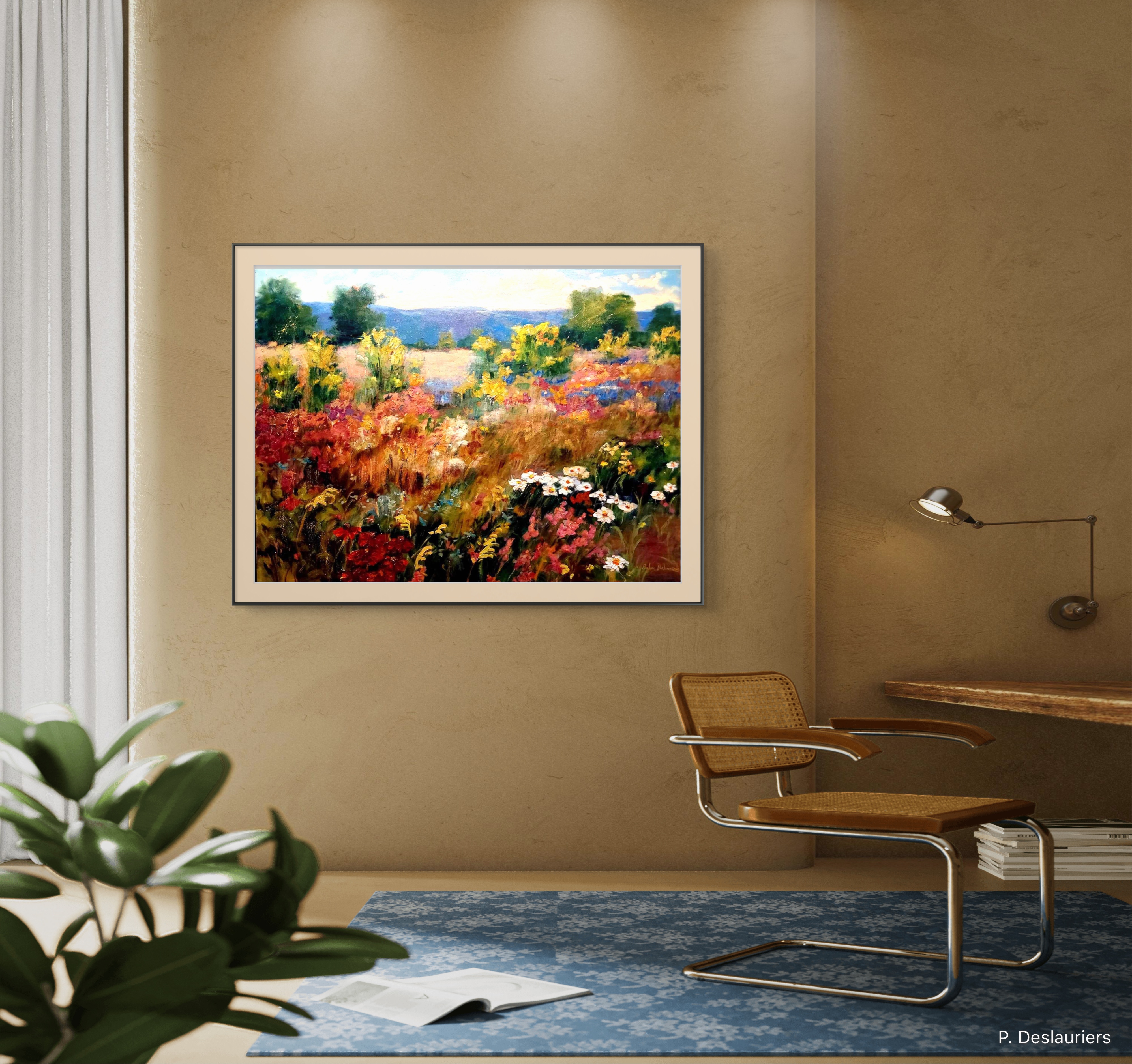 Toile champ de fleurs sauvages colorées en été