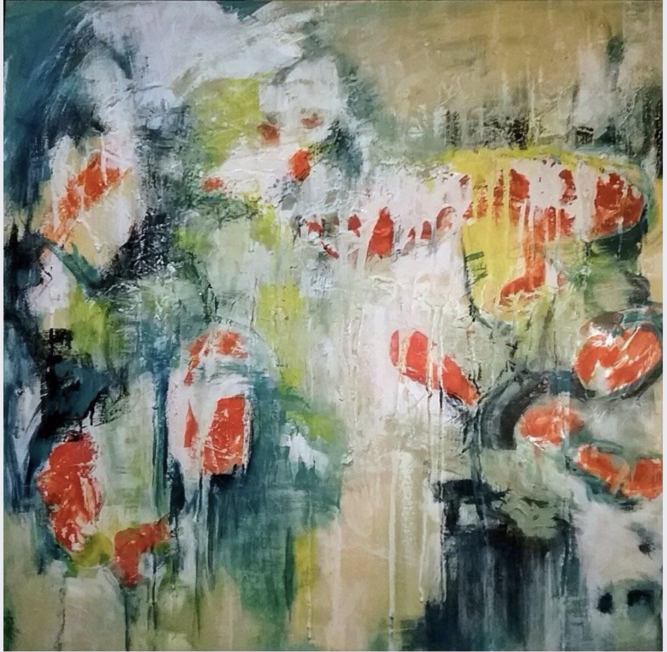 Abstrait j’aime. Toile abstraite de l’artiste Pauline Deslauriers