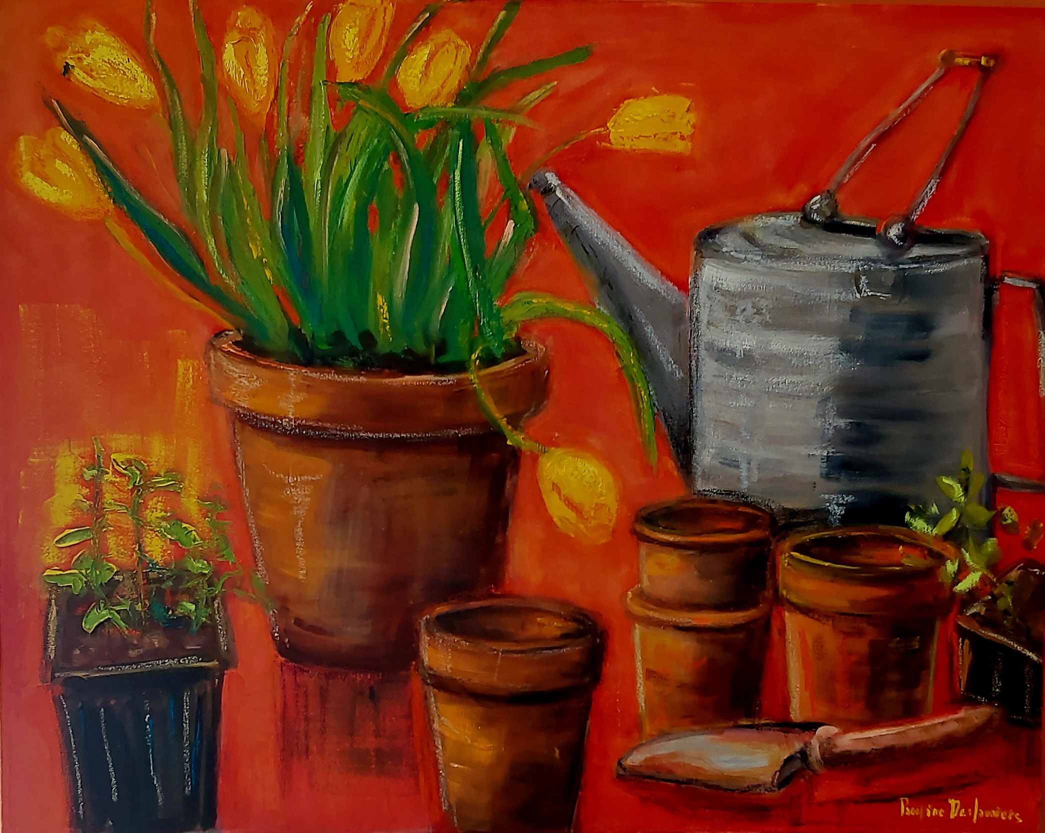 Nature morte tulipes en rouge