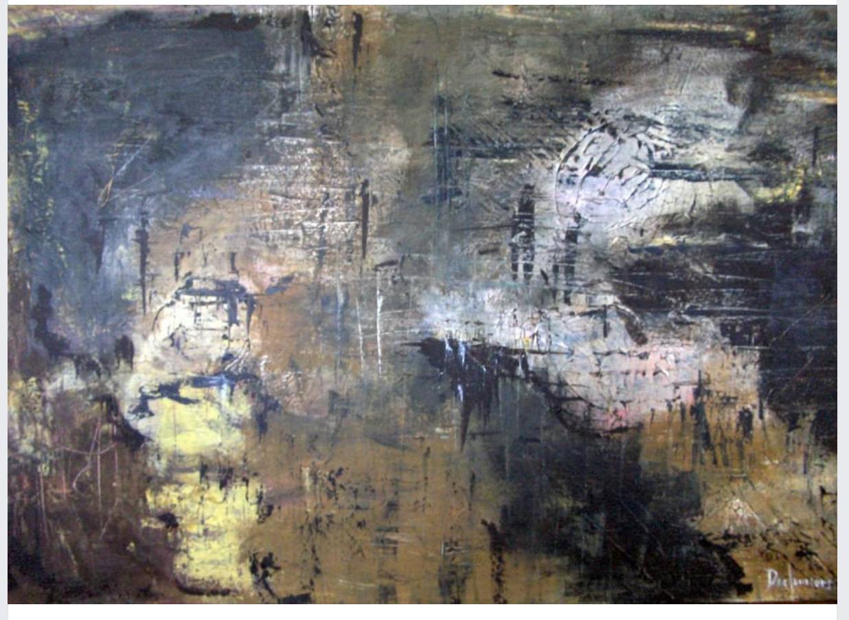 Vendu cuivré abstrait. Toile abstraite de l’artiste Pauline Deslauriers