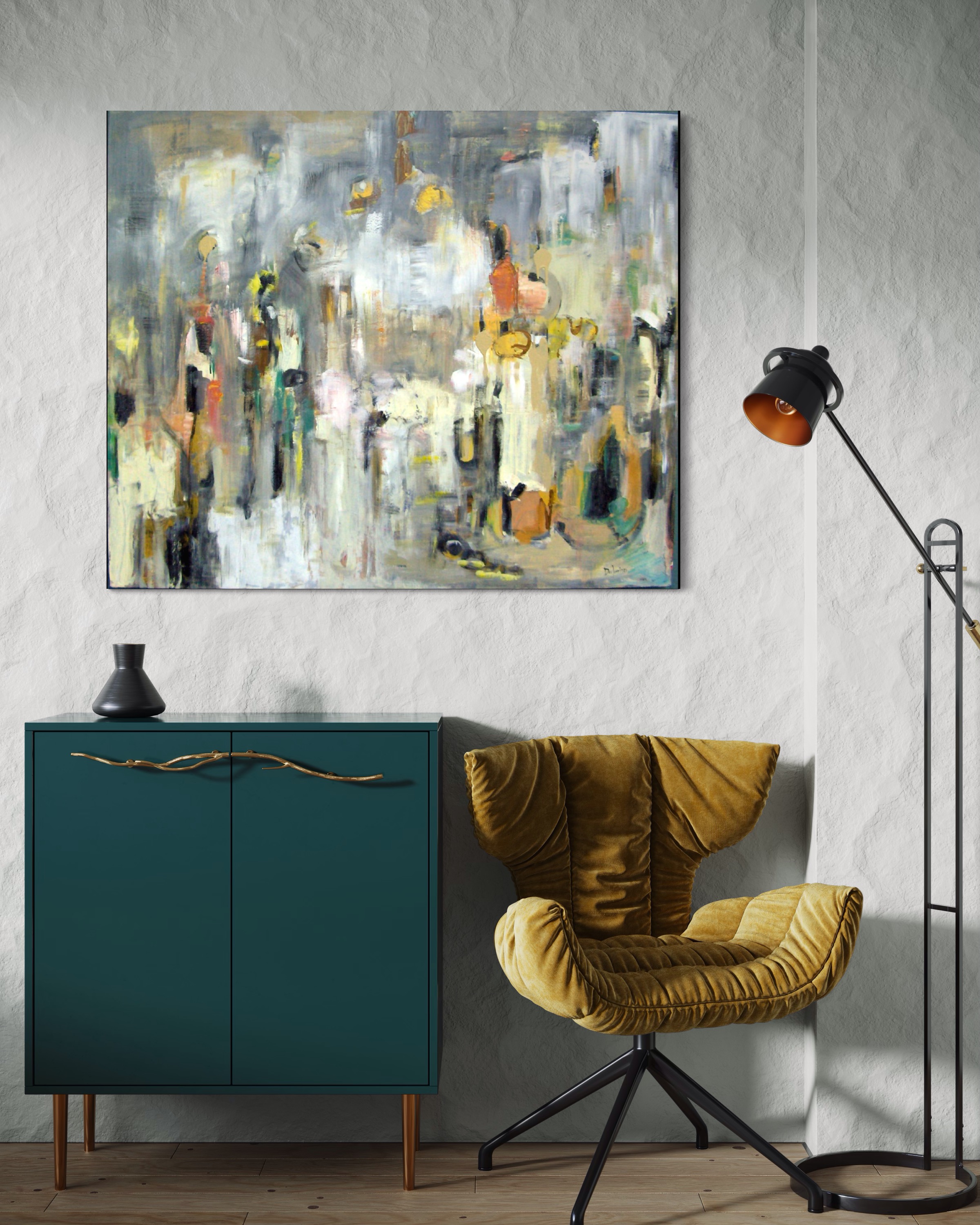 Les visiteurs toile abstraite  40x48 pouces