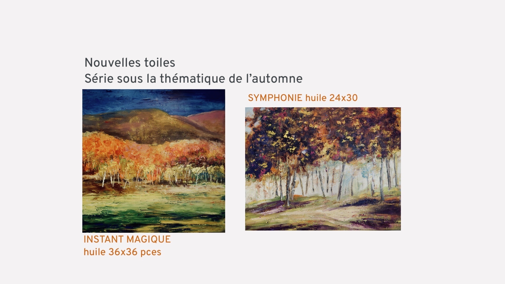 Toiles d’automne aux coloris d’orange 