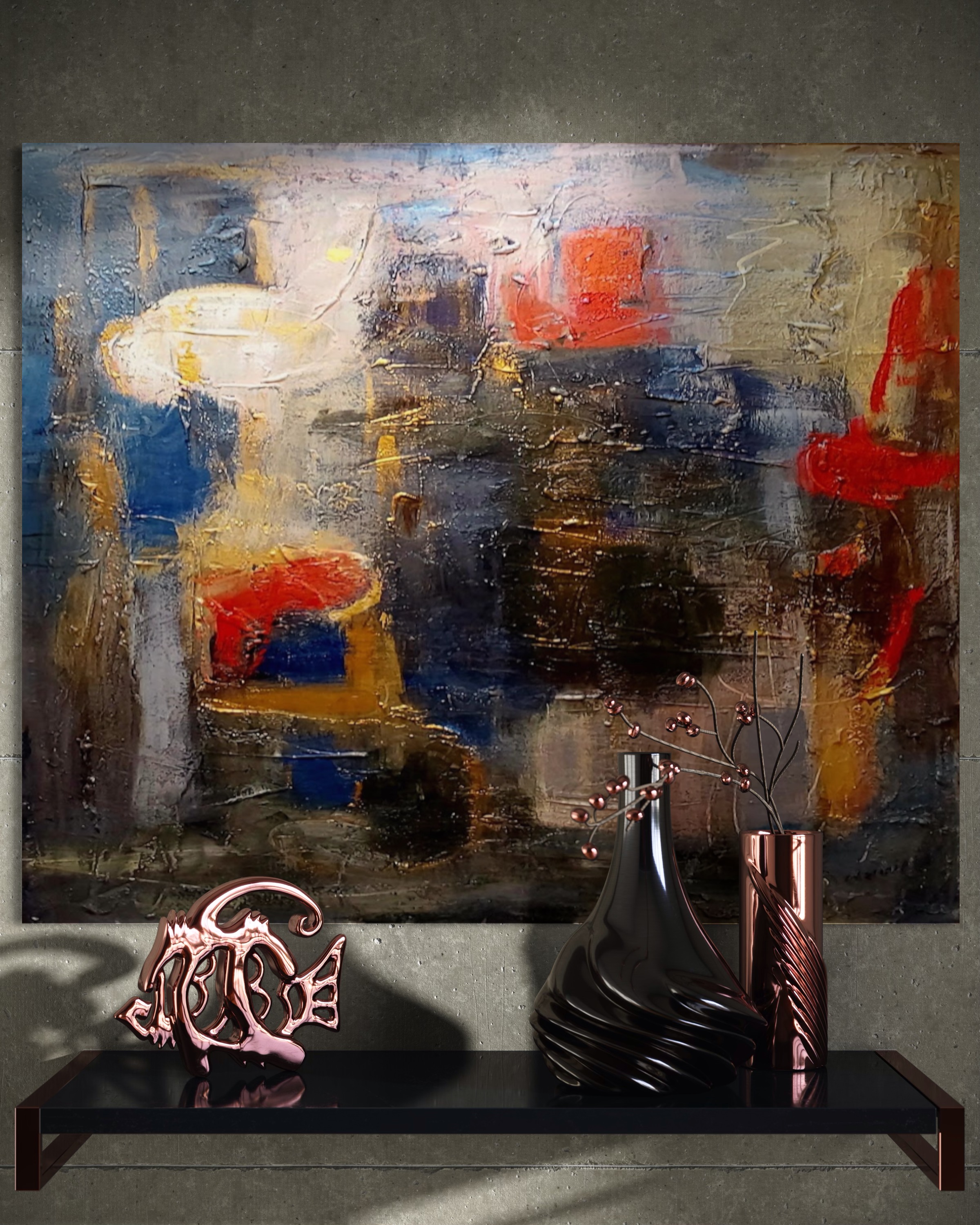 Toile abstraite de l’artiste Pauline Deslauriers