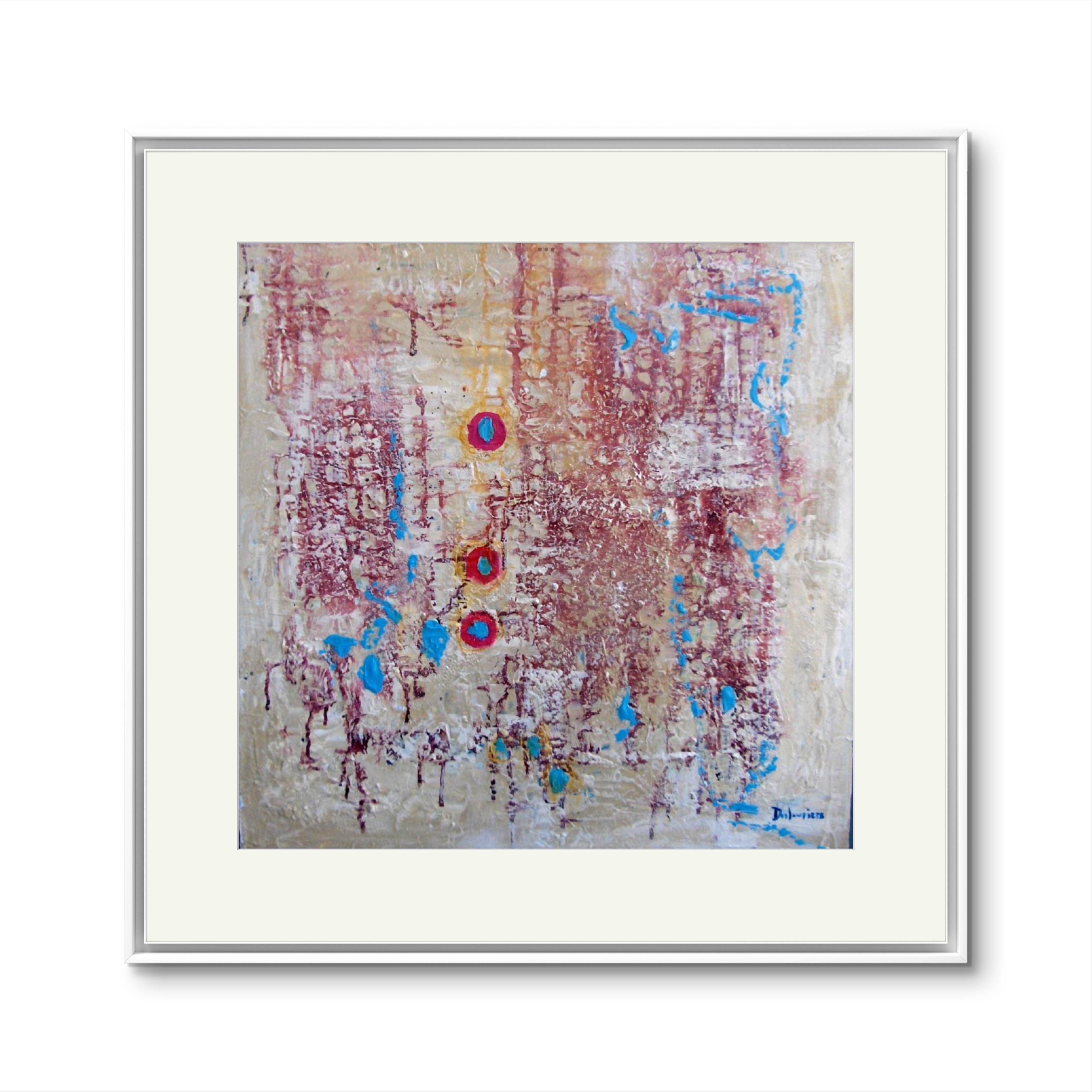 Toile abstraite surdimensionnée 48 pouces par 48 pouces par l’artiste Pauline Deslauriers